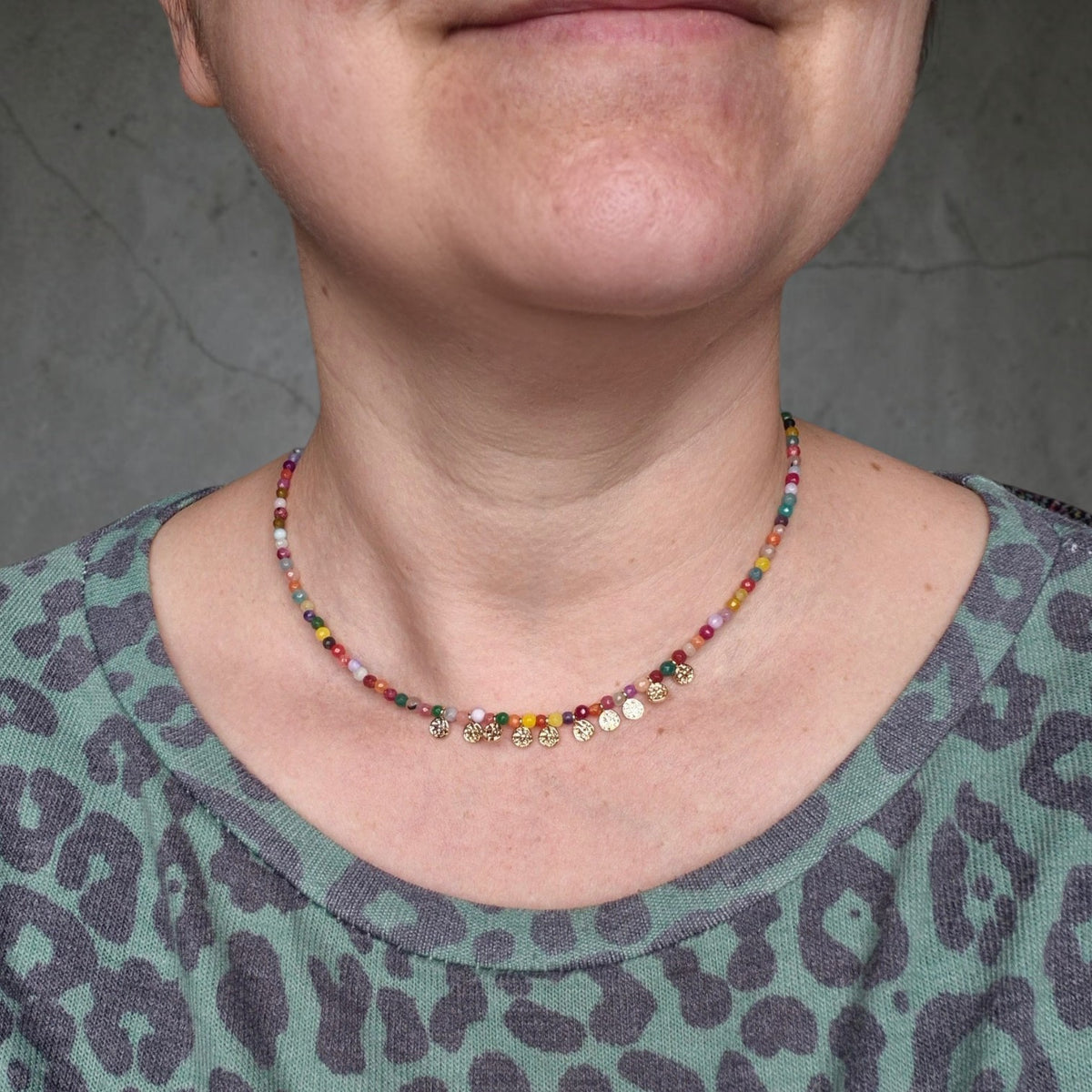Collar Ágatas de Colores & Dorado
