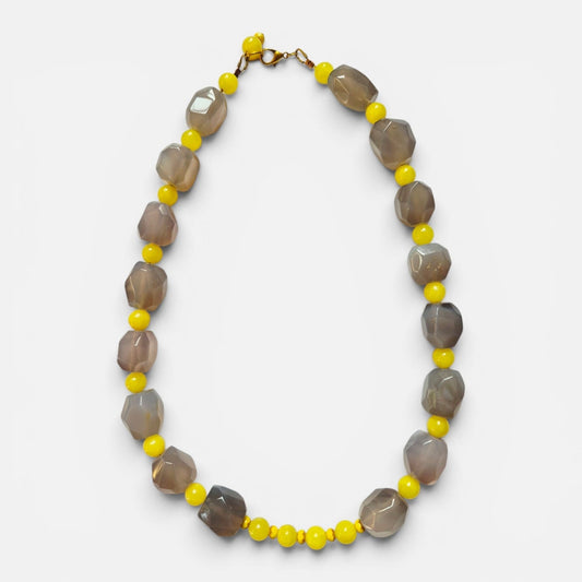 Collar Ágata Gris & Amarillo