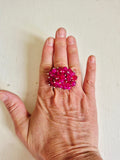 Anillo Ajustable de Ágatas Fucsia
