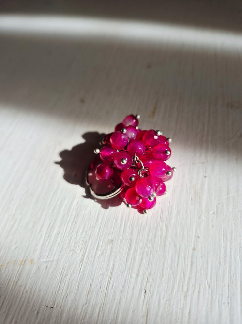 Anillo Ajustable de Ágatas Fucsia