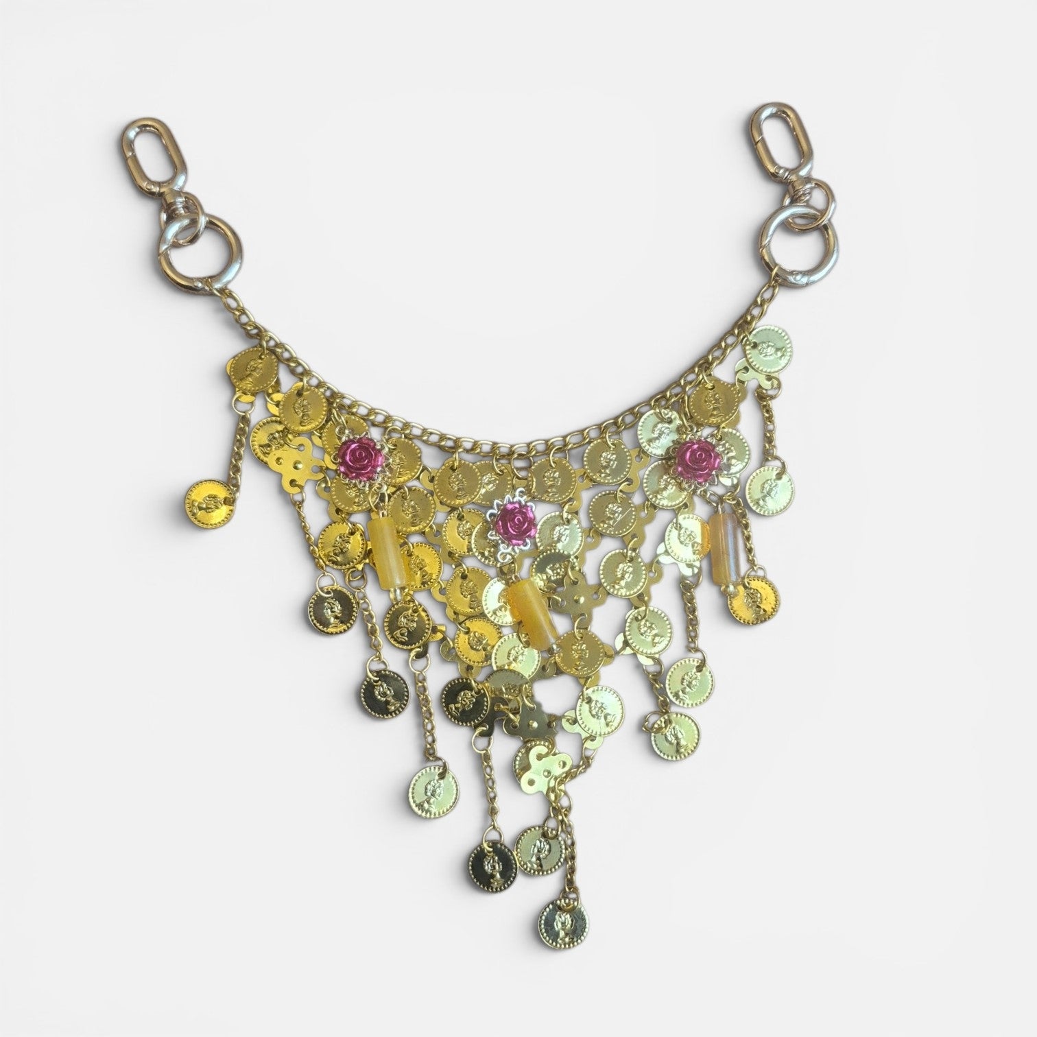 Caderín Boho Dorado con Monedas y Flores | Accesorio de Cintura Estilo Bohemio Chic