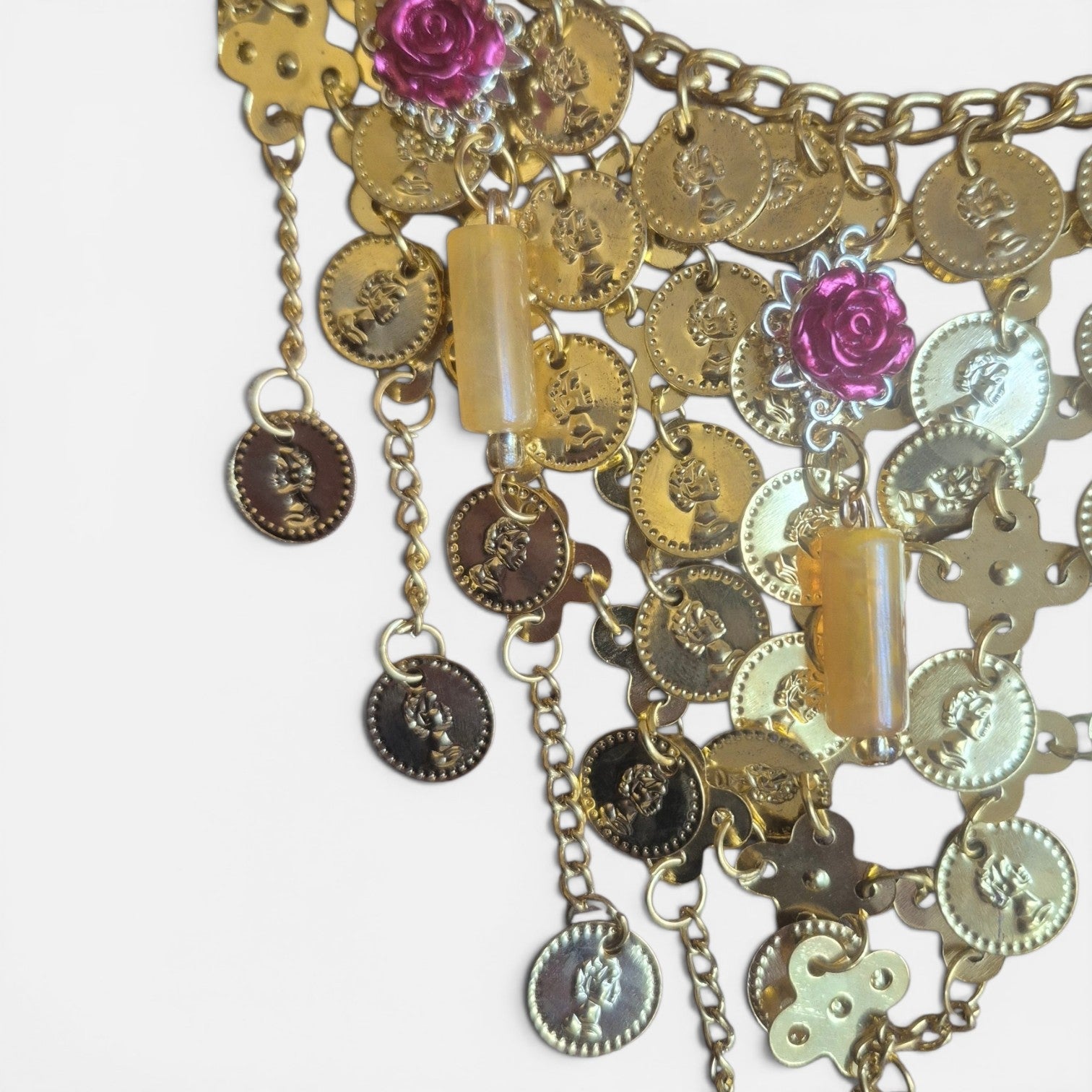 Caderín Boho Dorado con Monedas y Flores | Accesorio de Cintura Estilo Bohemio Chic