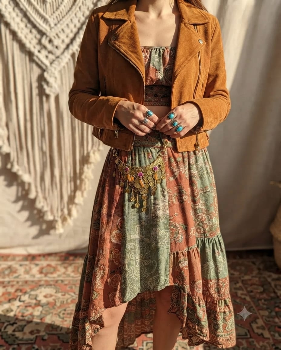 Caderín Boho Dorado con Monedas y Flores | Accesorio de Cintura Estilo Bohemio Chic
