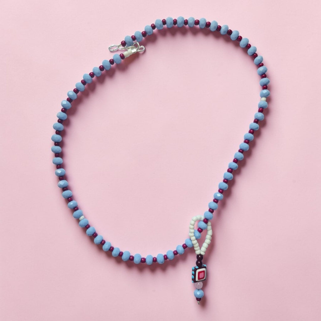 collar cristales celeste