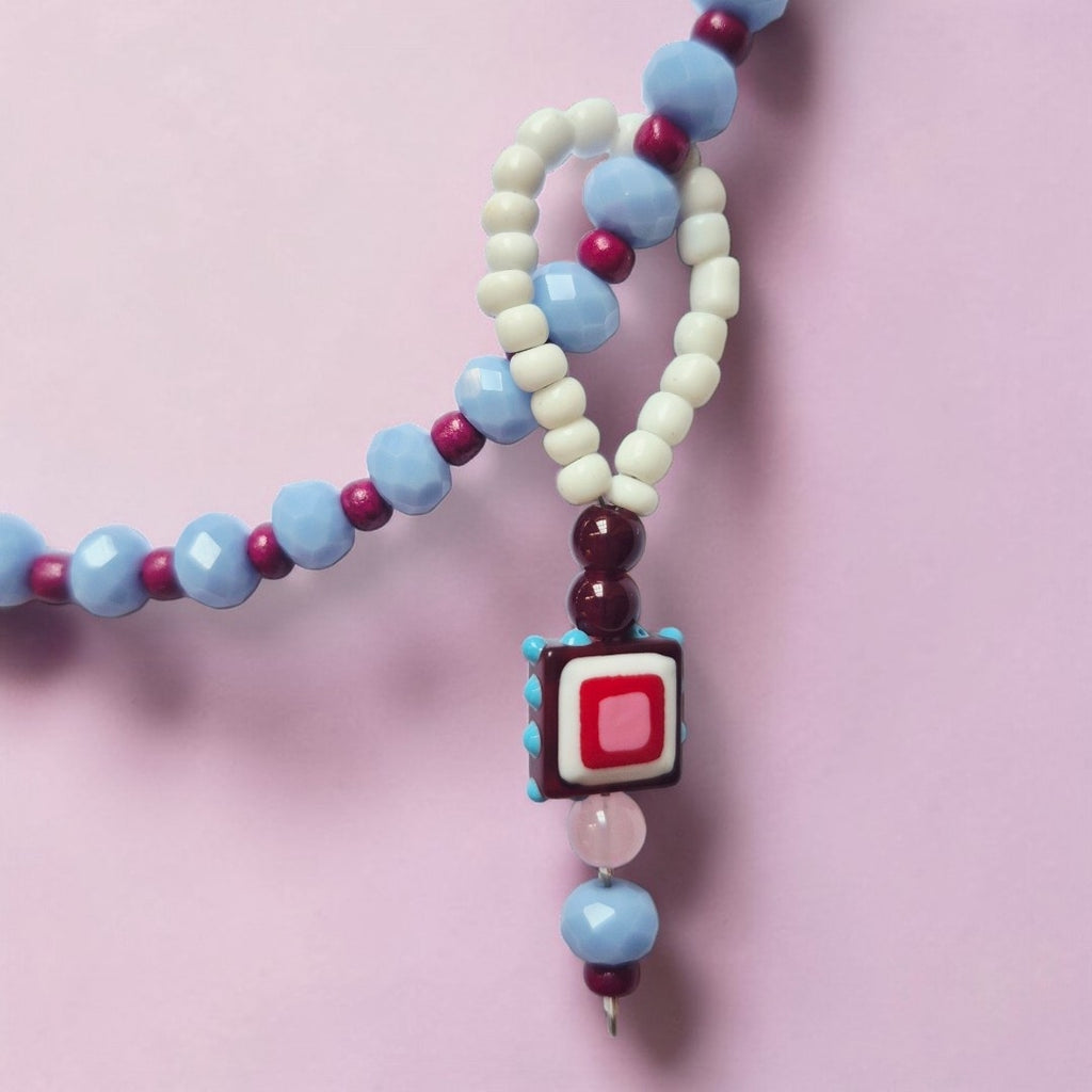 collar cristales celeste