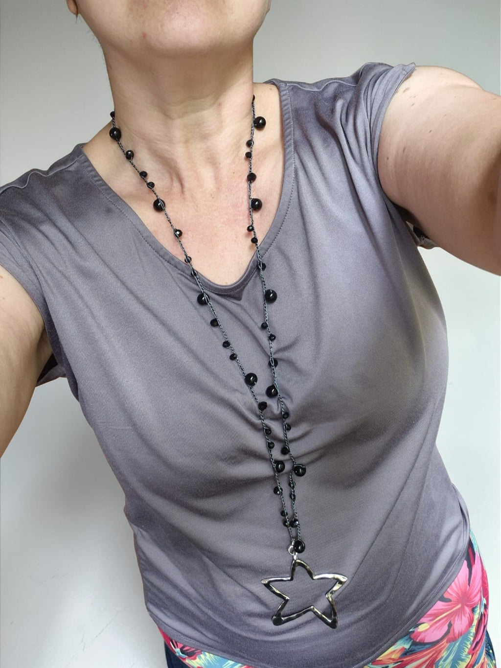 Collar crochet negro estrella