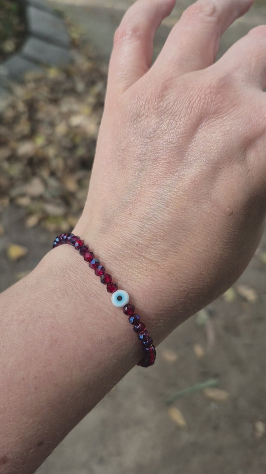 Pulsera cristal vino ojo turco