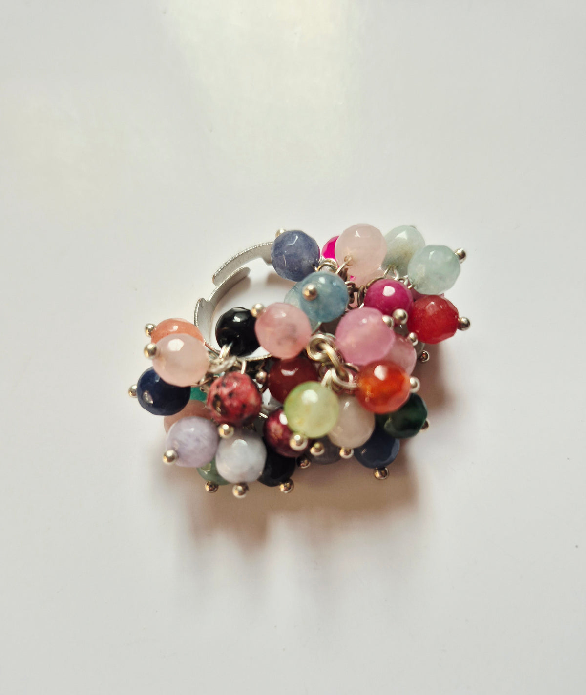 Anillo Ajustable con Ágatas de Colores