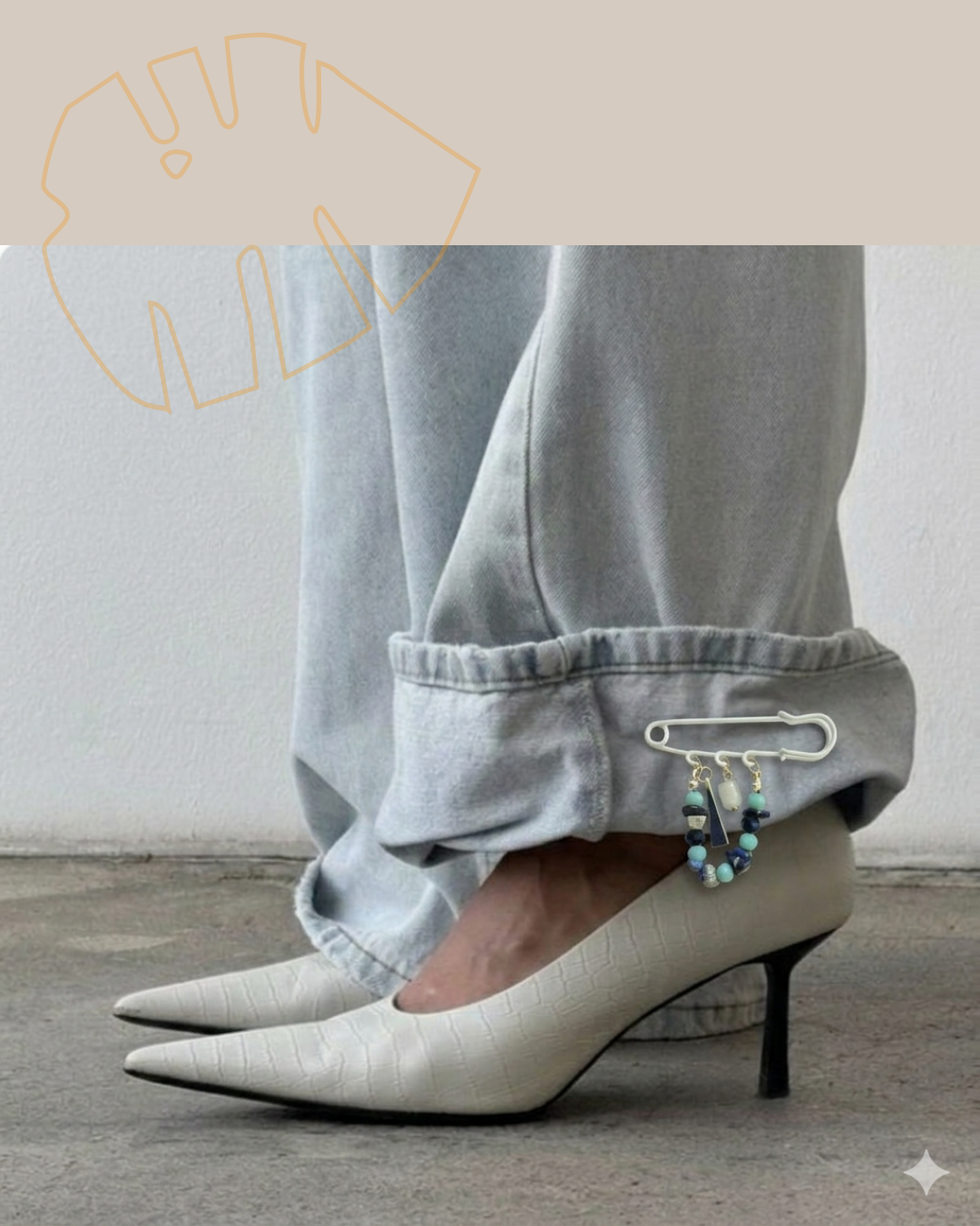Prendedor blanco turquesa