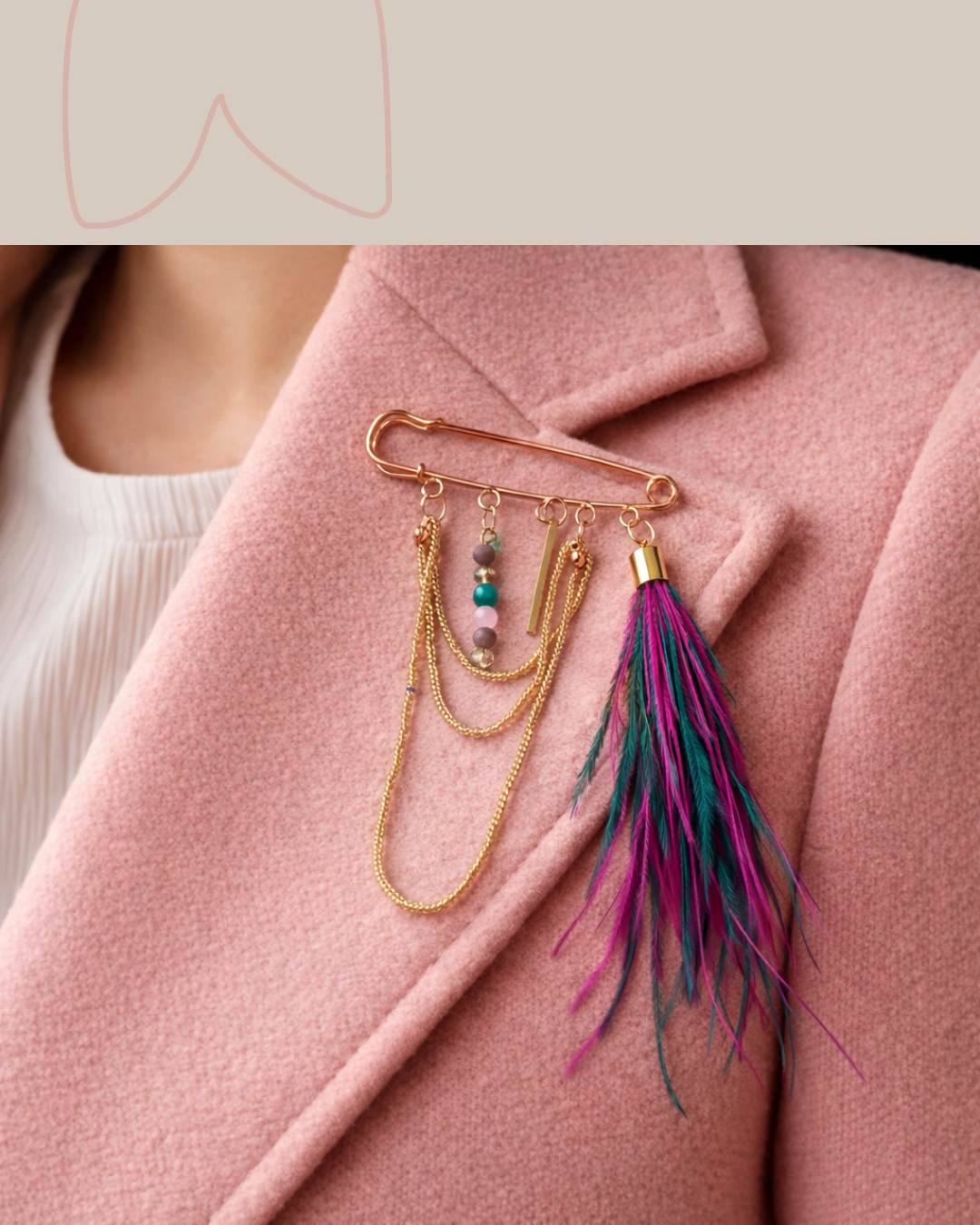 Broche prendedor pluma
