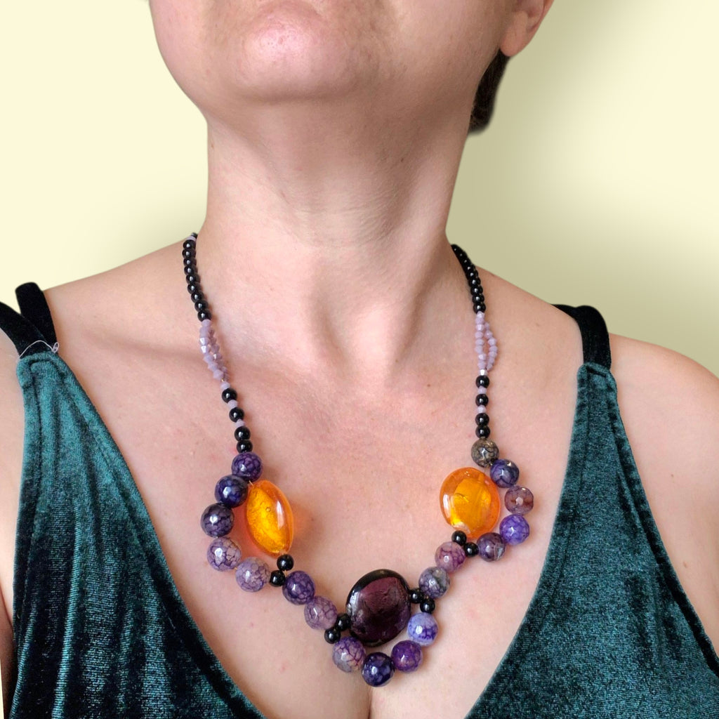 Collar ágatas morado