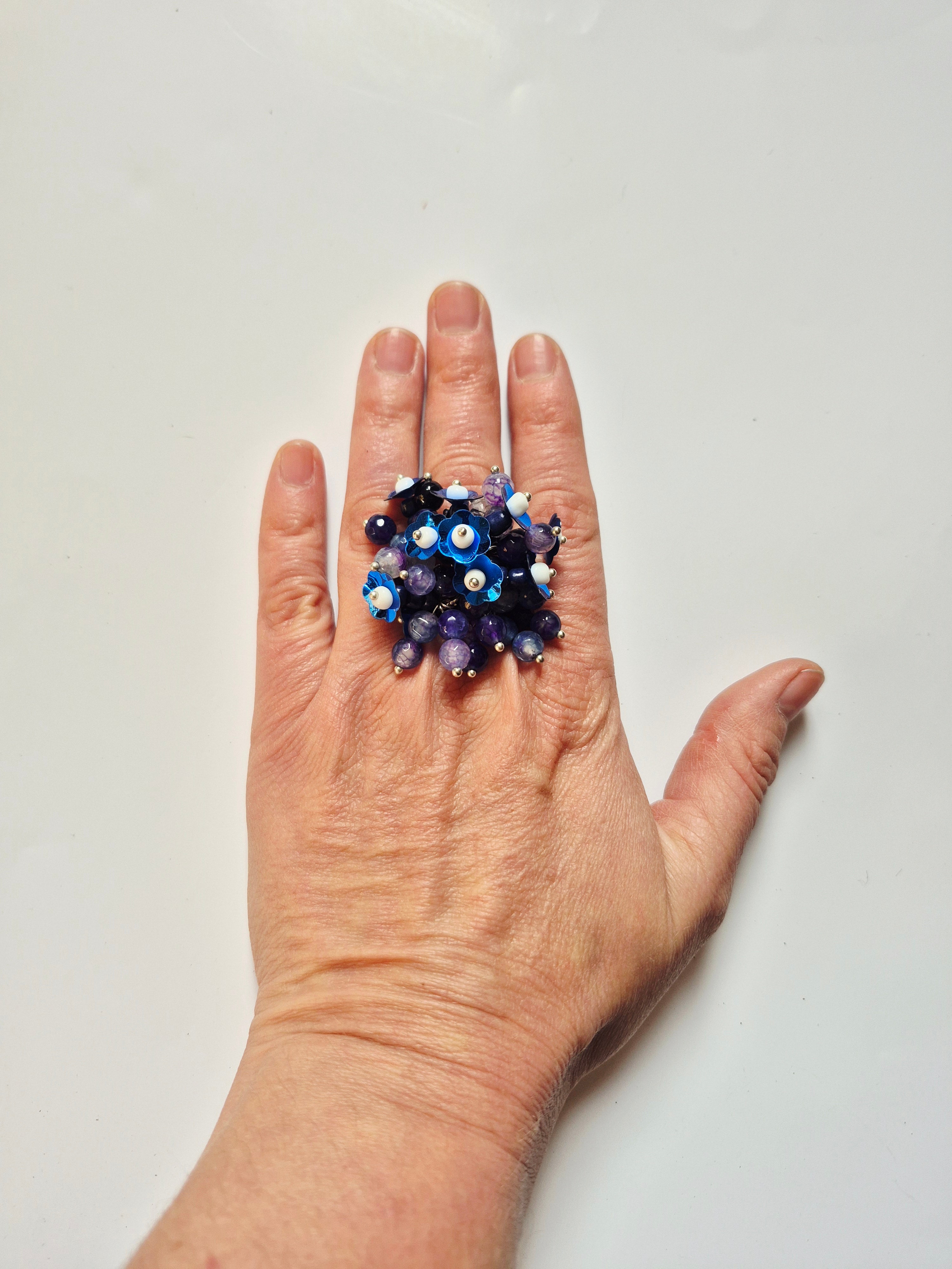 Anillo lentejuelas azul