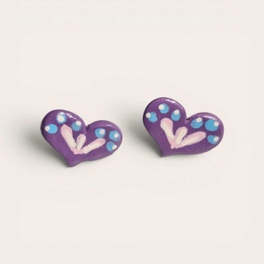 Aros Corazón de Arcilla Pintados a Mano | Base de Acero Inoxidable